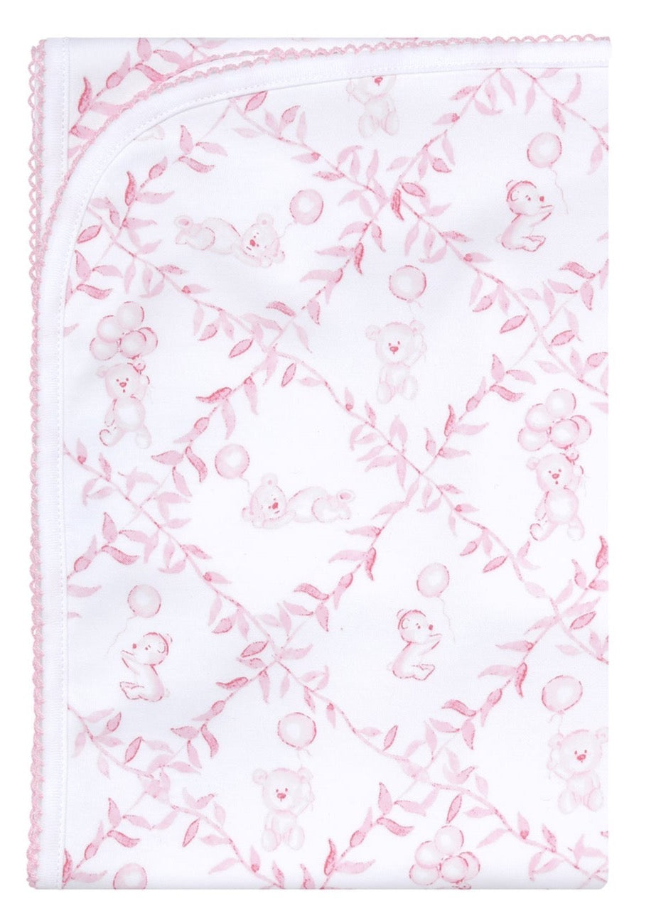 Teddy Bear Trellis Baby Blanket: Pink – Loozieloo Children's Boutique