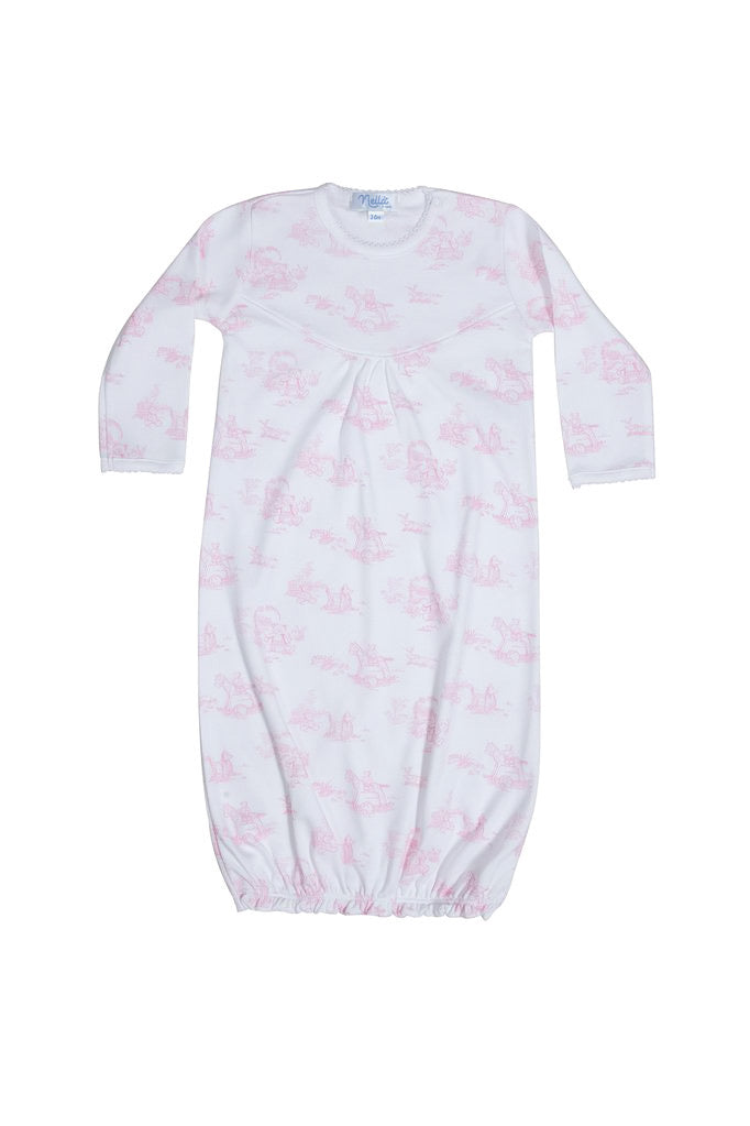 Nella Pima Pink Toile Baby Pajamas