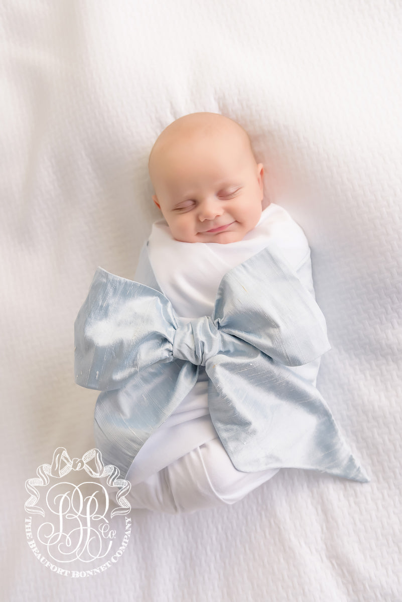 Bow Swaddle Sea Blue Silk Loozieloo Children s Boutique